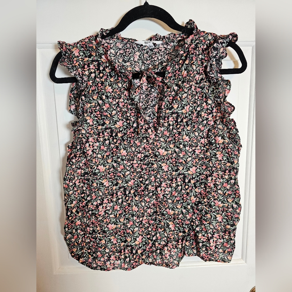 BB Dakota Steve Madden Floral Ruffle Sleeve Top Size Large